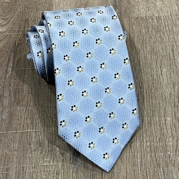 Ermenegildo Zegna Tie Pastel Blue Geometric Sunburst 1000% Silk Made in Italy - Picture 1 of 11